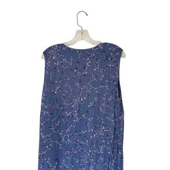 J. Jill Blue Floral Dainty Sleeveless Lightweight Tiered Hem Lagenlook Dress XL - Picture 6 of 12